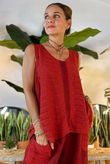 Made in Italy Benji Linen Panel Wave Vest Chilli Pepper /11 = ** 